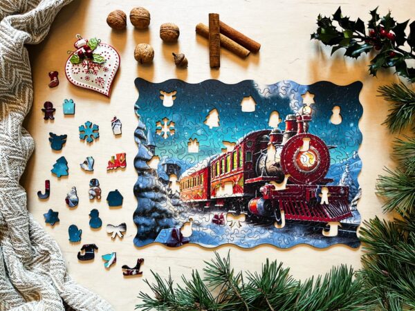 Puzzle drewniane - Christmas  - Świąteczny pociąg - 200 el. - obrazek 3