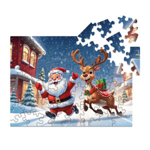 Puzzle drewniane – Christmas – Mikołaj i Renifer – 50el.