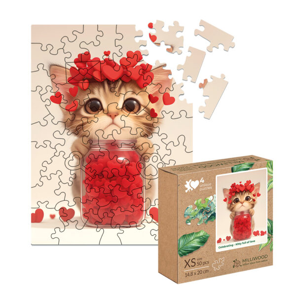 Wooden Puzzle Milliwood - Celebrating - Kitty full of love 24x20 50 pcs. - Image 9