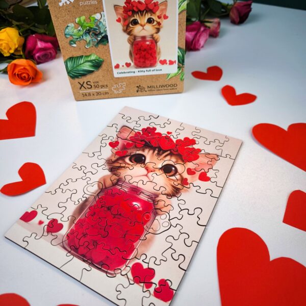 Wooden Puzzle Milliwood - Celebrating - Kitty full of love 24x20 50 pcs. - Image 3